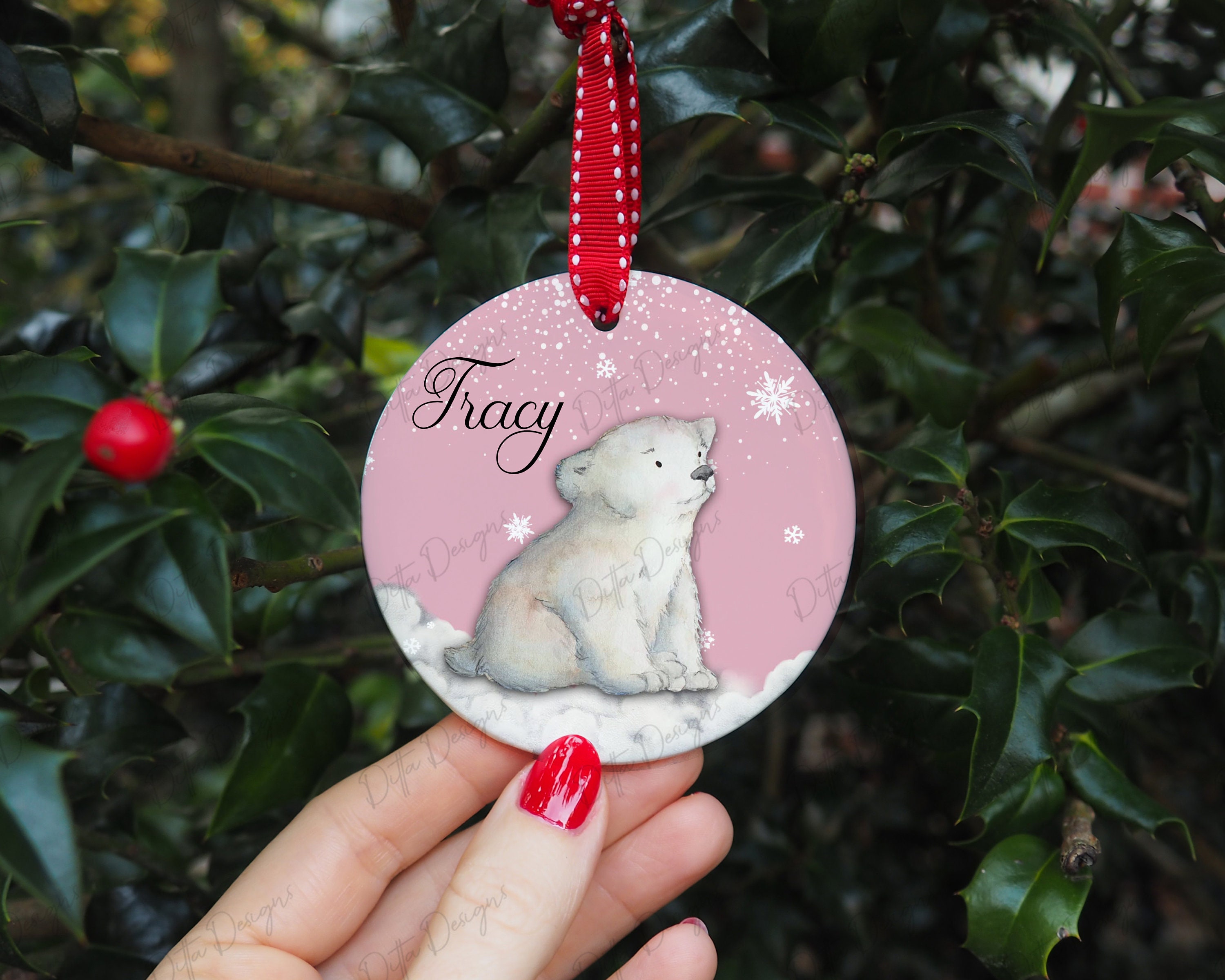 Personalised Christmas Ceramic Round Decoration Ornament  Etsy