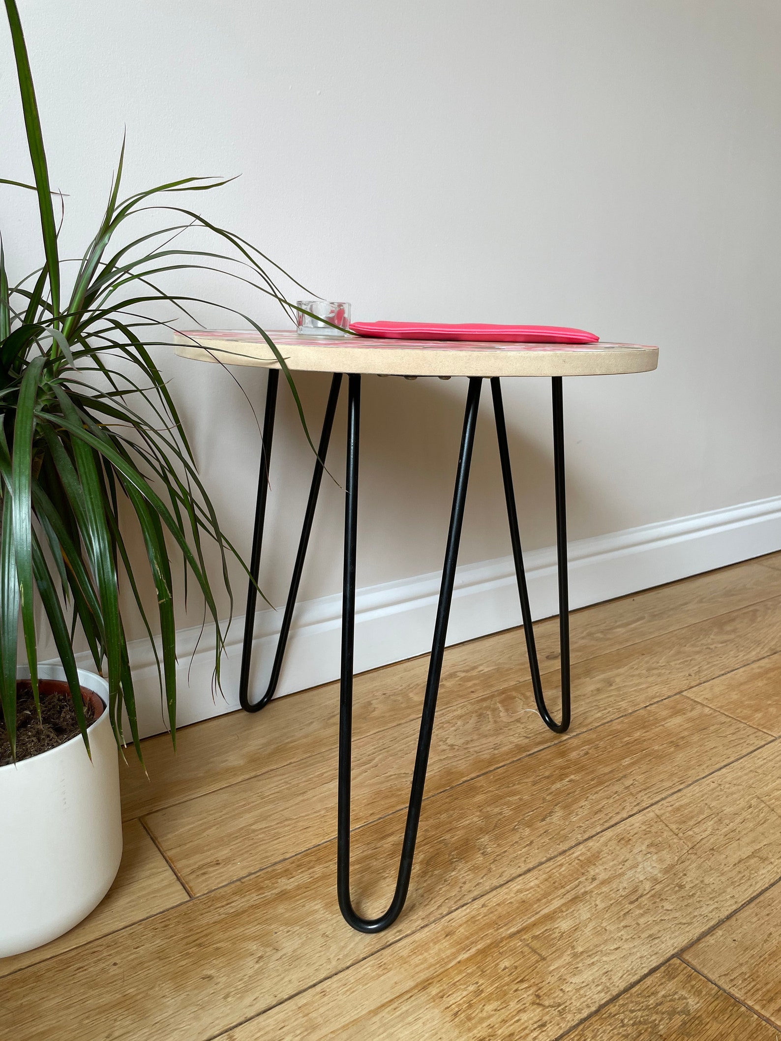 Handmade Floral TableFlower designPinkRedColourfulSide Etsy