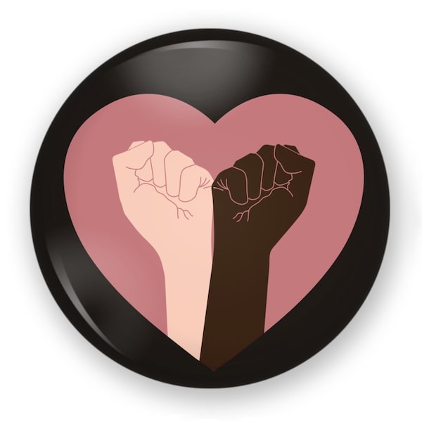 Unity Heart Button or Magnet, Unity Pin, Unite Button, Untie Pin, Equality Button, Unity Magnet, Racial Equality Pin, Racial Equality