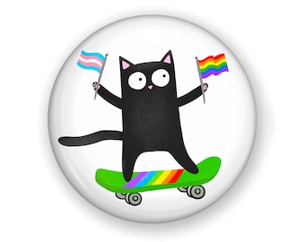 Pride Button or Magnet:  Joyful LGBTQ Pin for Rallies or to Give as Gifts!