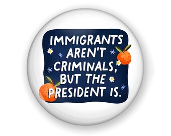 Large Size We Are a Nation of Immigrants Button and Magnet: Anti Trump Protest Pin
