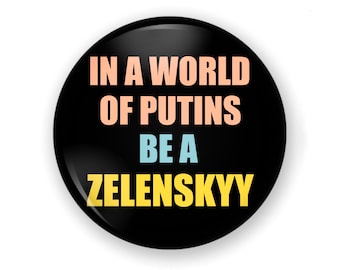 Zelenskyy Ukraine Pin-Back Button, Anti-War Protest