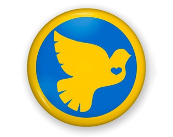 Ukraine Peace Dove Pin, Heart, Solidarity, Anti-War Protest