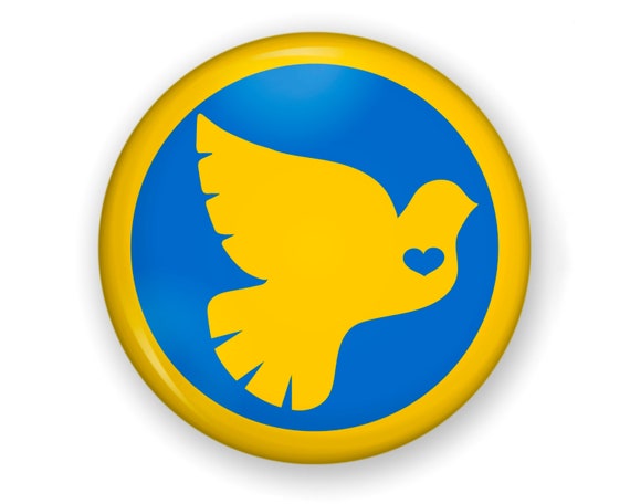 Ukraine Peace Dove Pin, Heart, Solidarity, Anti-War Protest