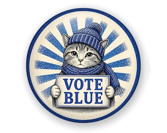 Vote Blue Pin-Back Button (1.25" or 2.25") Voting Pin: Get Out the Votes!