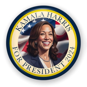 Kamala Harris for President Button or Magnet, Kamala Harris 2024 Button, Kamala Harris 2024 Pin, Democrat Button, Democrat Pin, Voting Pin
