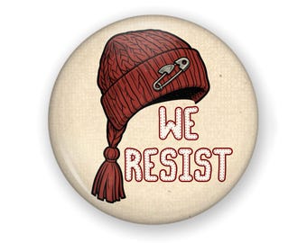 Resist Button Or Magnet, Safety Pin Resist, Red Hat Protest