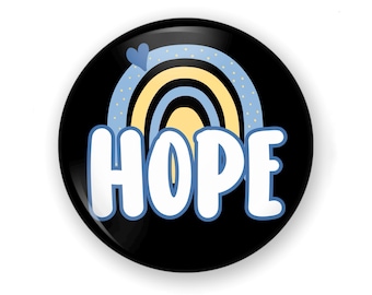 Hope for Ukraine Button or Magnet, Hope Rainbow, Support Ukraine