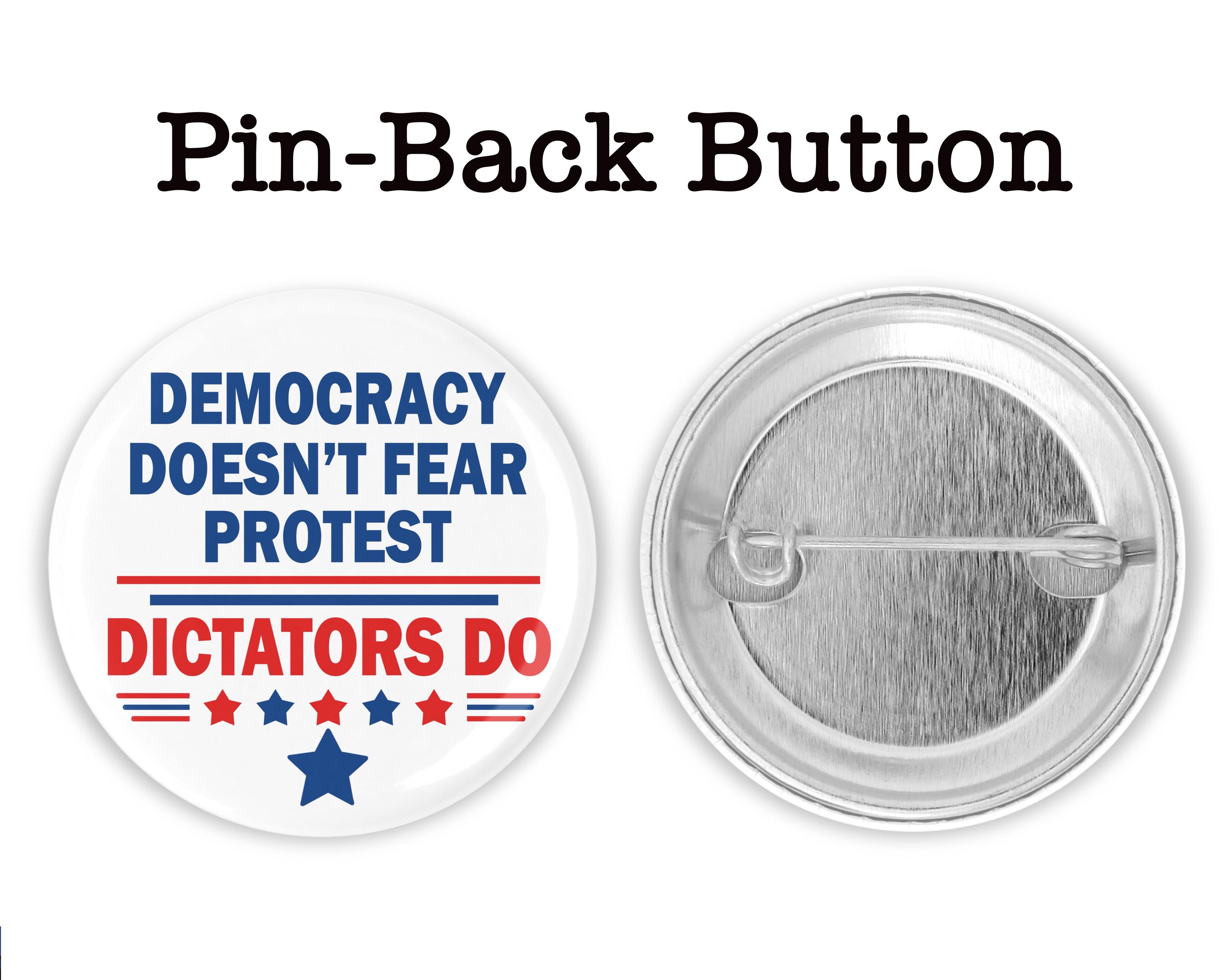 Protest Button Examples Large 2.25” Protect Democracy Button or Magnet: Anti Fascism Protest ...