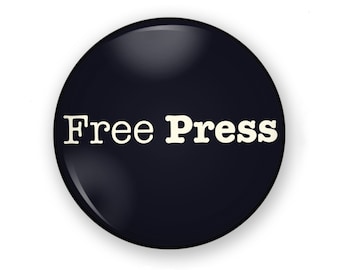 Free Press Button or Magnet, Free Press Pin, Protect Journalism, 1st Amendment, Media Matters, Protect Free Press, Support Journalism Button