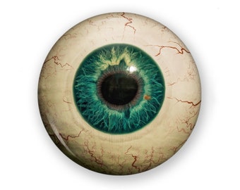 EyeBall Button or Magnet, Eyeball Button, Eyeball Pin, Eyeball Magnet, Creepy Button, Halloween Button, Goth Button, Spooky Pin, Eye Button