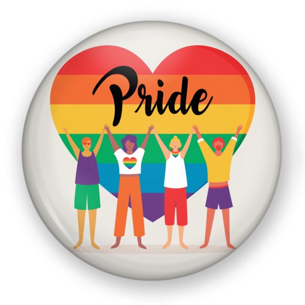 Pride Button, Pride Magnet, Lesbian Gift, Lgbtq Button, LGBT Button, LGBT Pin, LGBTQ Refrigerator Magnet, Equal Rights Button, Gay Pride