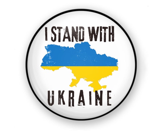 I Stand With Ukraine Button, Peace Activist Pin
