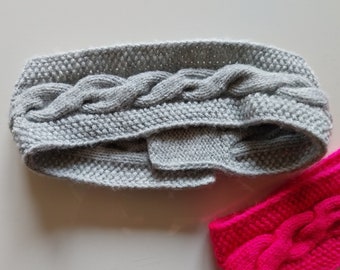 Stirnband gestrickt m. Klettverschluss f. Haarverlängerung, Perücken, Ohrenwärmer Haarband ohne Probleme abnehmen, 60cm Kopfumfang