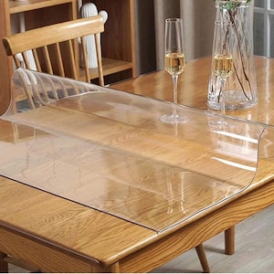 Clear Plastic Table Protector 1.5 mm Thick Wipeable Waterproof Heat Resistant