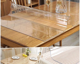 Clear Transparent Vinyl PVC Tablecloth Table Protector Plastic Cover