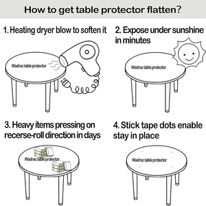 Protecteur de table rond en PVC transparent, housse de table transparente de 1,5 mm d'épaisseur image 3