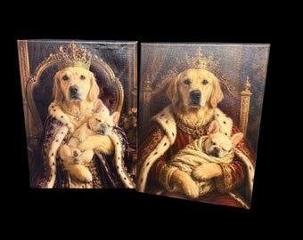 Custom Pet Canvas Portrait, Personalized Pet Canvas, Royal Dog Wall Art, Custom Pet Portrait From Photo, Funny Pet