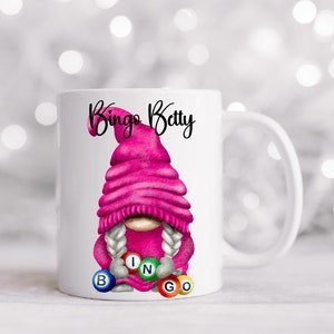 Personalised bingo mug, bingo lover, Personalised Mug - Mum Nan Cup Gift Friend Office Colleague Gonk Bingo Gnome Bingo Queen- Birthday