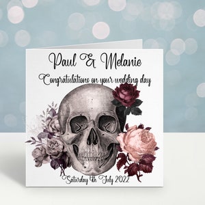 Personalised wedding card, wedding card, personalised newly wed card, couples card, skulls wedding card, alternative card, gothic,  goth