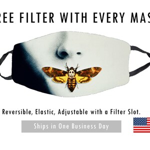 Silence Of The Lambs Deaths Head Moth Face Mask Or Black Etsy