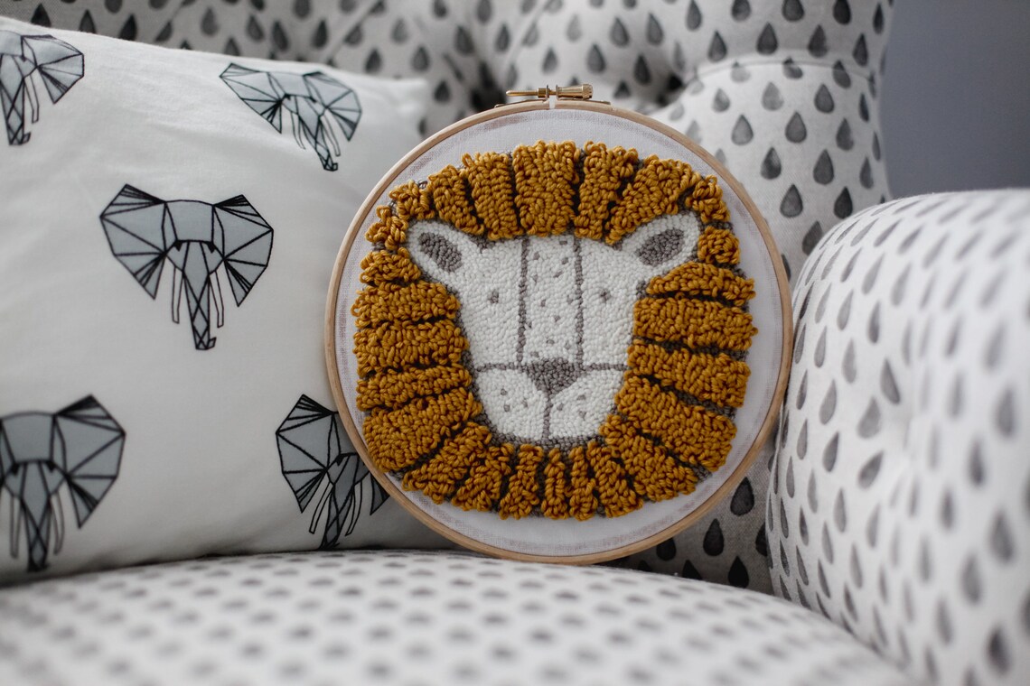 Lion Punch Needle Embroidery Made to order Etsy