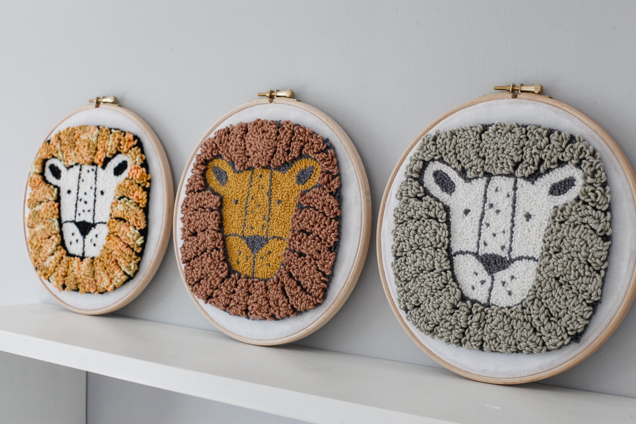 Lion Punch Needle Embroidery Made to order Etsy