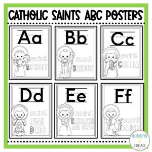 Catholic Saint ABC Coloring Posters | Saint Coloring Pages