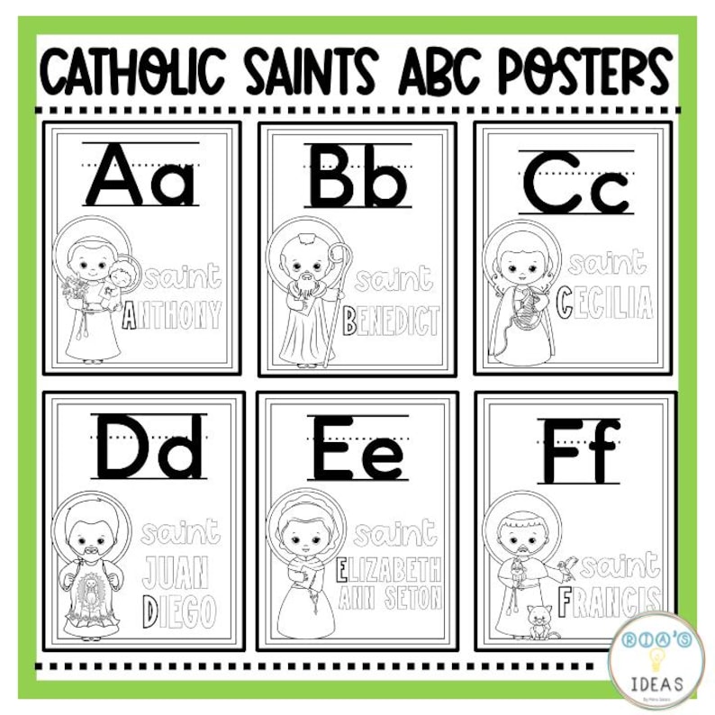 Catholic Saint ABC Coloring Posters | Saint Coloring Pages - Etsy