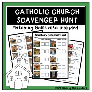 Catholic Church Activities L Sanctuary Scavenger Hunt &amp; Matching Game ...