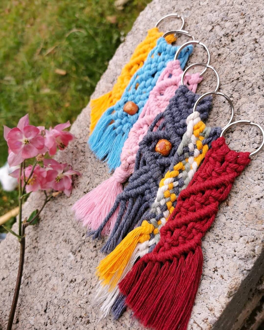Macrame Keychain Key Accessories Macrame Keychain Lanyard Etsy