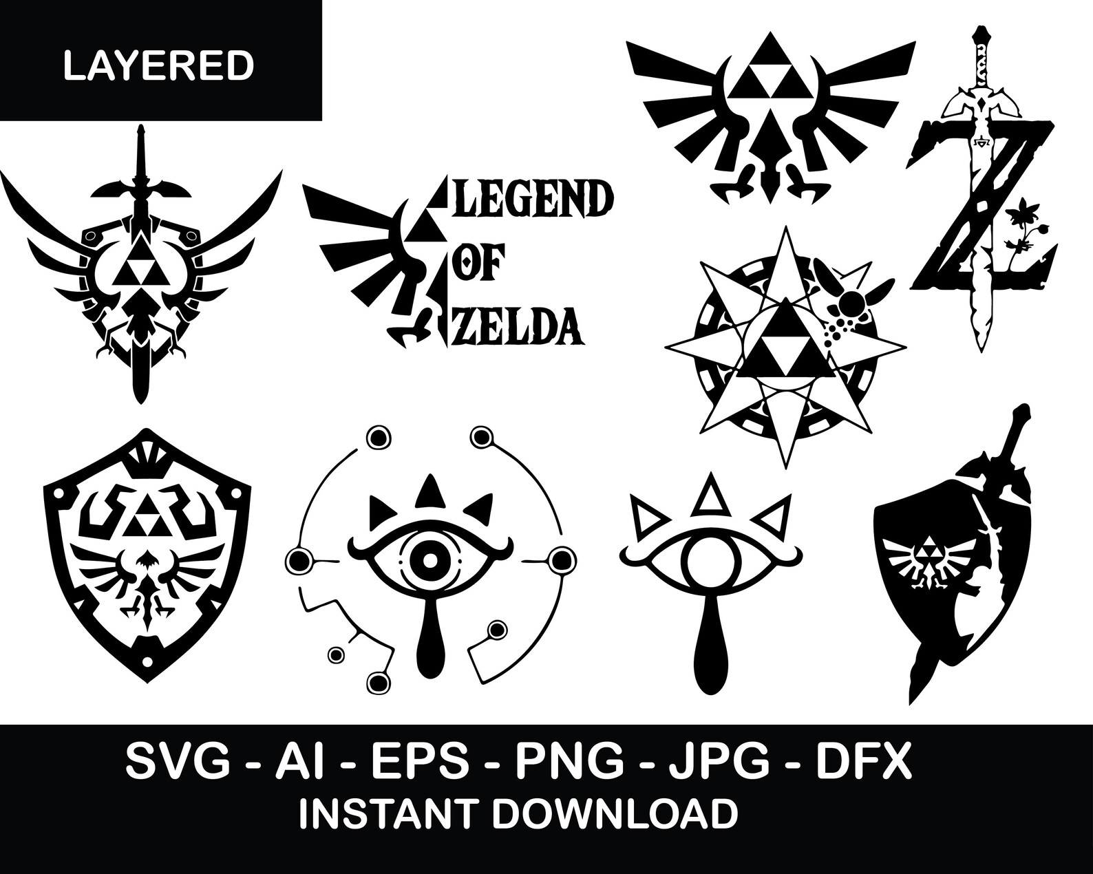 BUNDLE Zelda Game Link Hyrule Shield Vector Triforce And Etsy