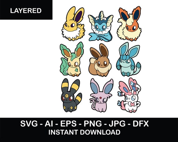 Bundle Linda Eevee Evoluciones Pokemon Juego Pokemon Lindo Etsy Espana