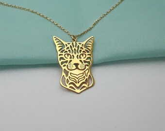 Bengal Tiger Necklace,Dainty Silver Bengal Tiger Charm ,8k Bengal Tiger Necklace, 14k Origami Bengal Tiger