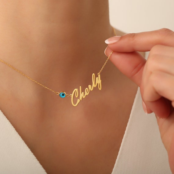 Evil eye name necklace deals