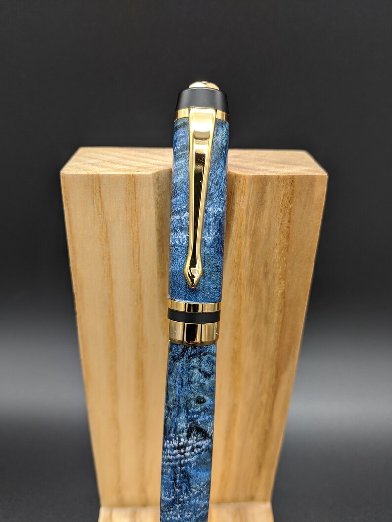 Blue Box Elder Burl Custom Made Rollerball Pen