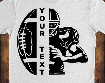 American football tshirt design, Half ball, half player, custom name - free  svg file for members - SVG Heart