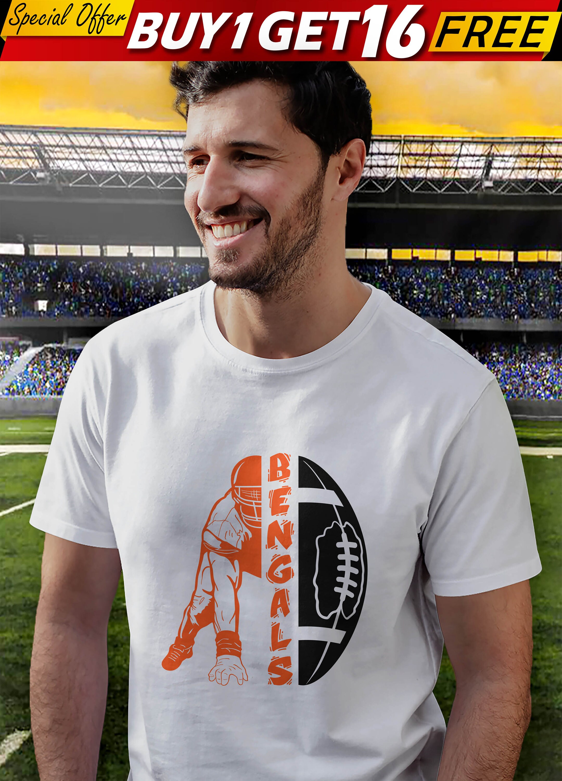 Bengals Half Player Svg Bengals Team Svg Football Player Etsy