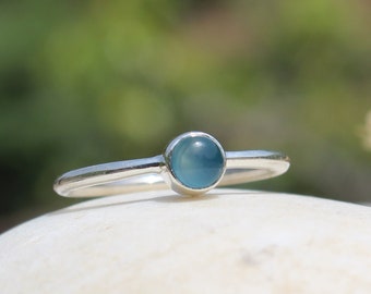 Aqua Chalcedony Ring , Chalcedony Ring , Aqua Chalcedony Jewelry , Silver Ring , Gemstone Stacking Ring , Aqua Chalcedony Ring , Gift