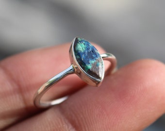 Natural Chrysocolla Ring , Chrysocolla Gemstone Ring , Stacking Ring , Chrysocolla Jewelry , Gemstone Stacking Ring , Sterling Silver Ring