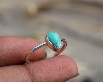 Blue Turquoise Ring, Turquoise Gemstone, 925 Sterling Silver, Gemstone Stacking Ring, Virgo Ring, Silver Ring, Stackable Ring, Women Ring