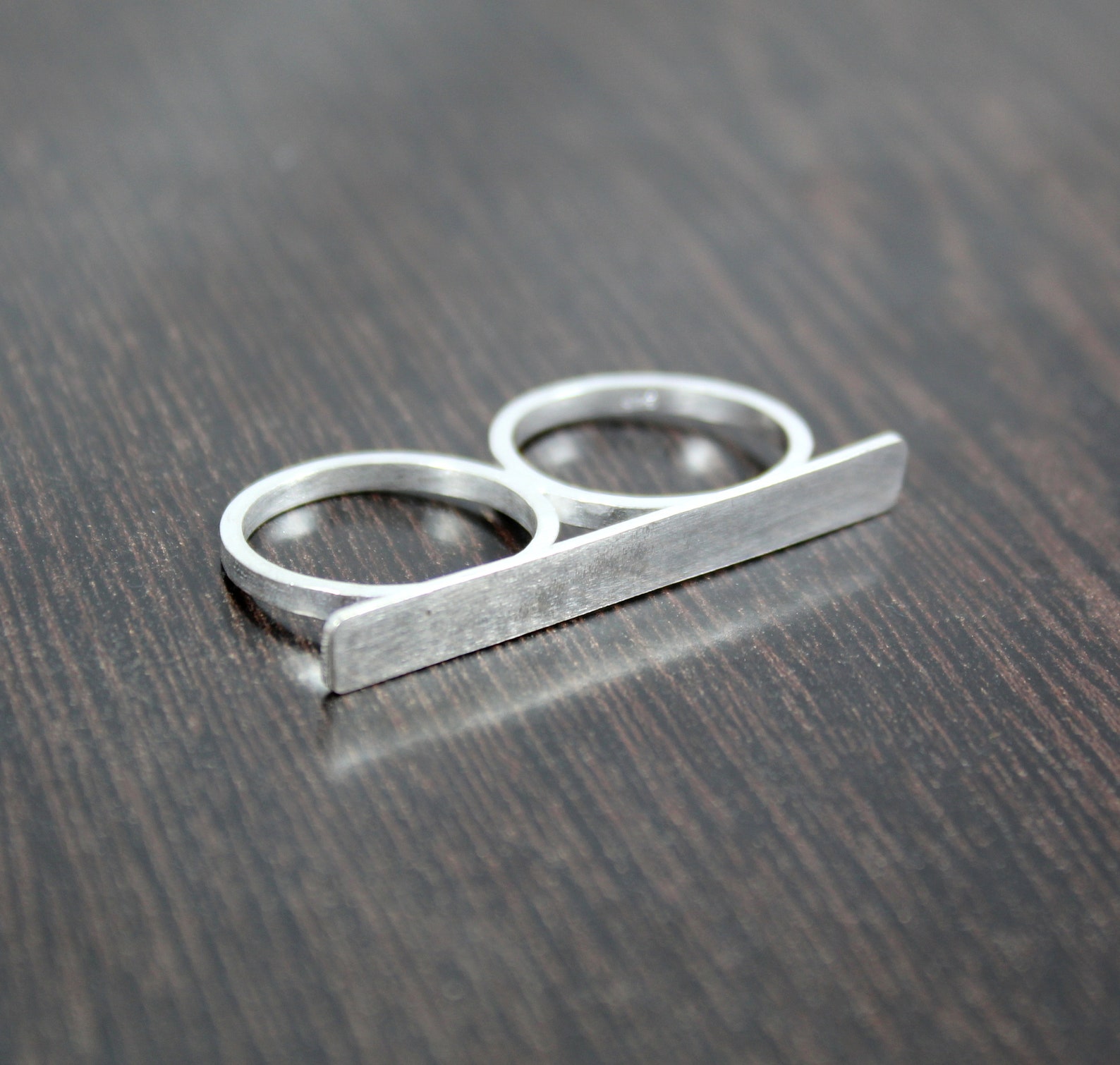 Two Finger Ring Double Finger Jewelry Bar Ring 925 Etsy