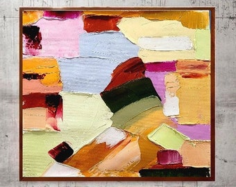 EXTRA LARGE  ABSTRACT Wall Art - Impasto  Oil Painting on Canvas  Colorful Textured Art for Living Room