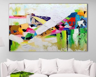 EXTRA LARGE Abstract Wall Art Textured Oil Painting on Canvas Thick strokes Impasto Art Modern Wall Art for Living Room