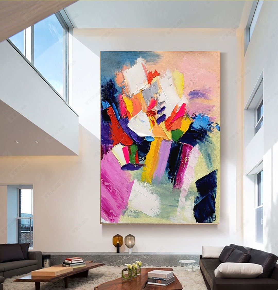 EXTRA LARGE TEXTURED Abstract Wall Art Canvas Painting Thick Strokes