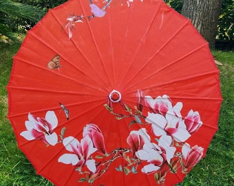 Bridal Red Silk Umbrella 82 cm Dragon Chinese Style Cherry Blossom Women Umbrella Bridal Parasol Sombrilla