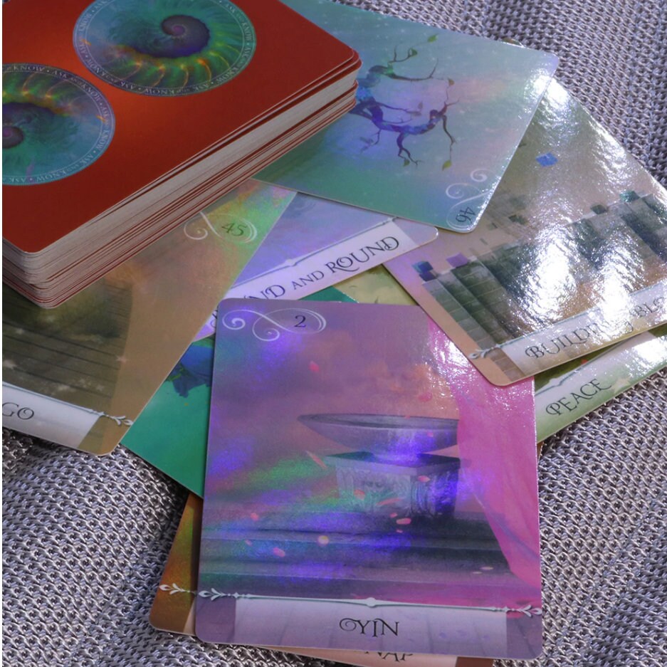 Holographic Wisdom Tarot Cards - 52 Cartes, Divination Fate For Women, Shine Knowledge Oracle Cards 