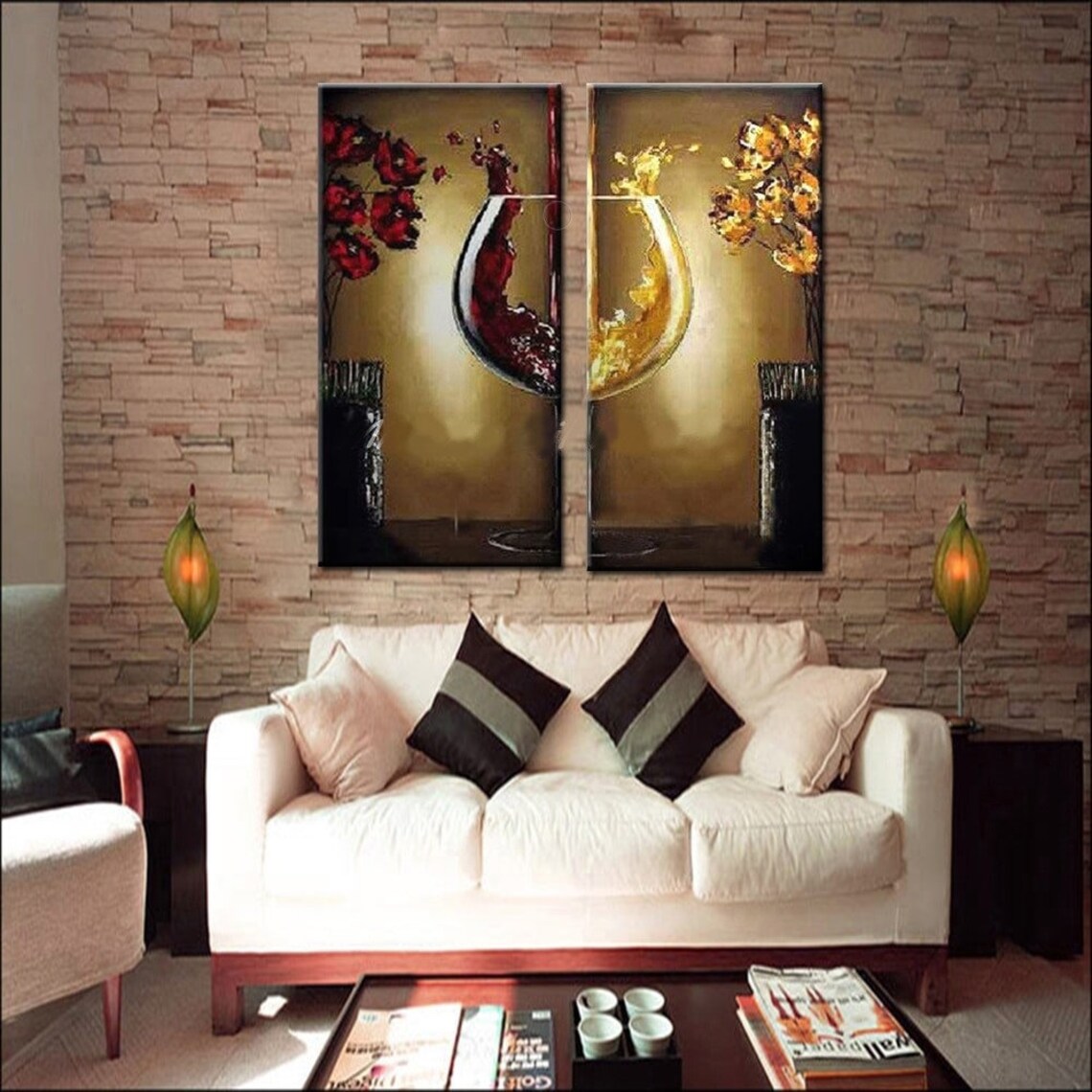 Extra Large Wall Art 2pcs/set ABSTRACT RED WINE Glass - Etsy