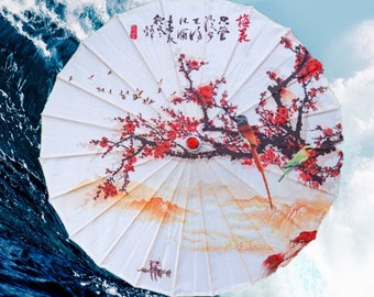Chinese Style Umbrella 82 cm Silk Women Umbrella Japanese Cherry Blossom Silk Vintage Dance Umbrella Decorative