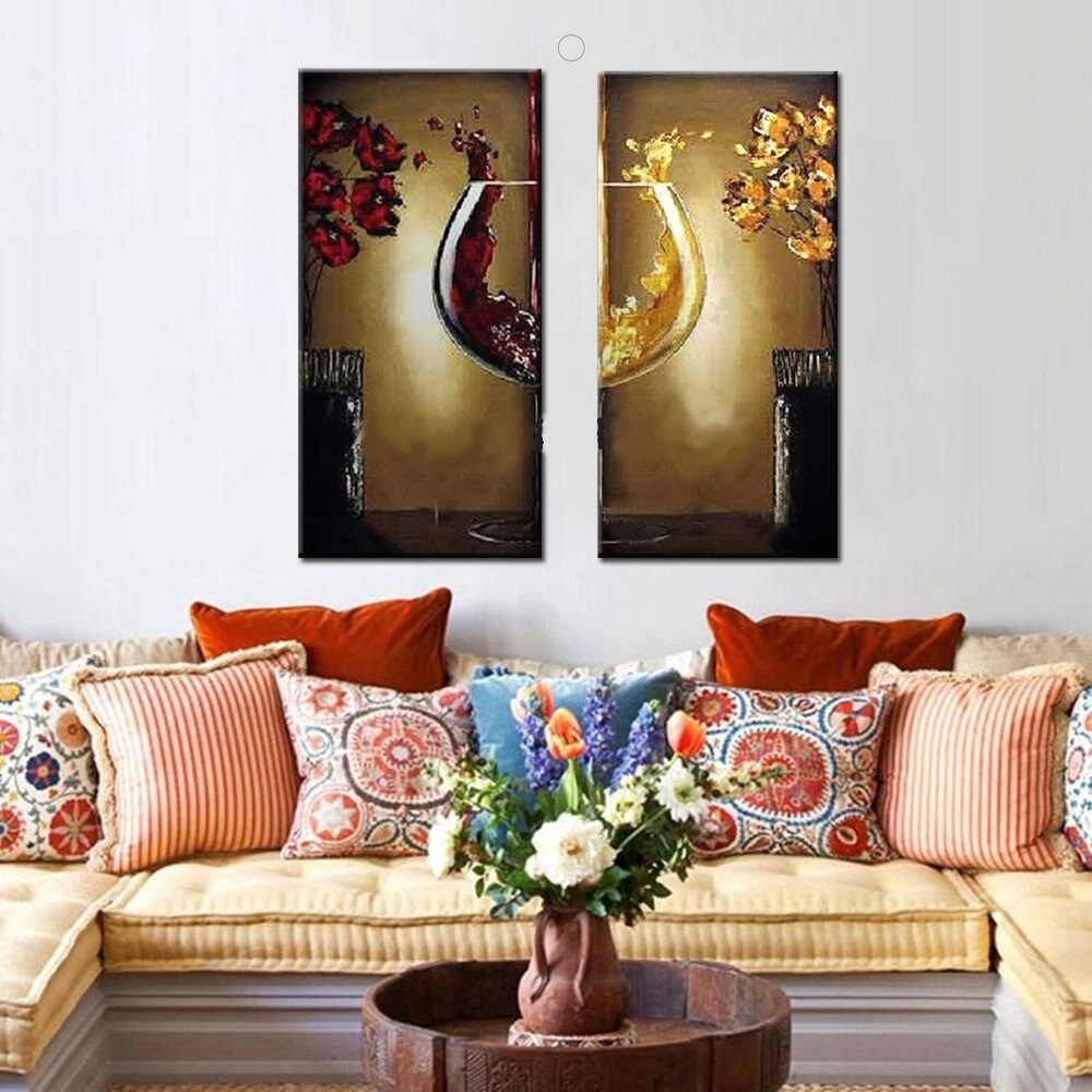 Extra Large Wall Art 2pcs/set ABSTRACT RED WINE Glass - Etsy